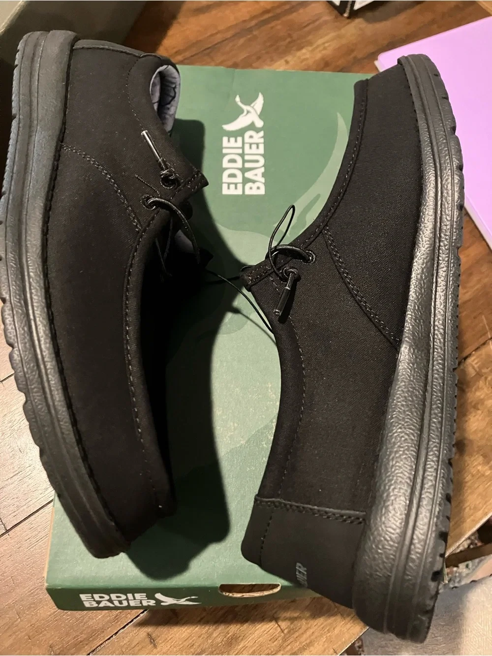 Eddie Bauer Men’s Black Casual Moc Toe Shoes Sz 10